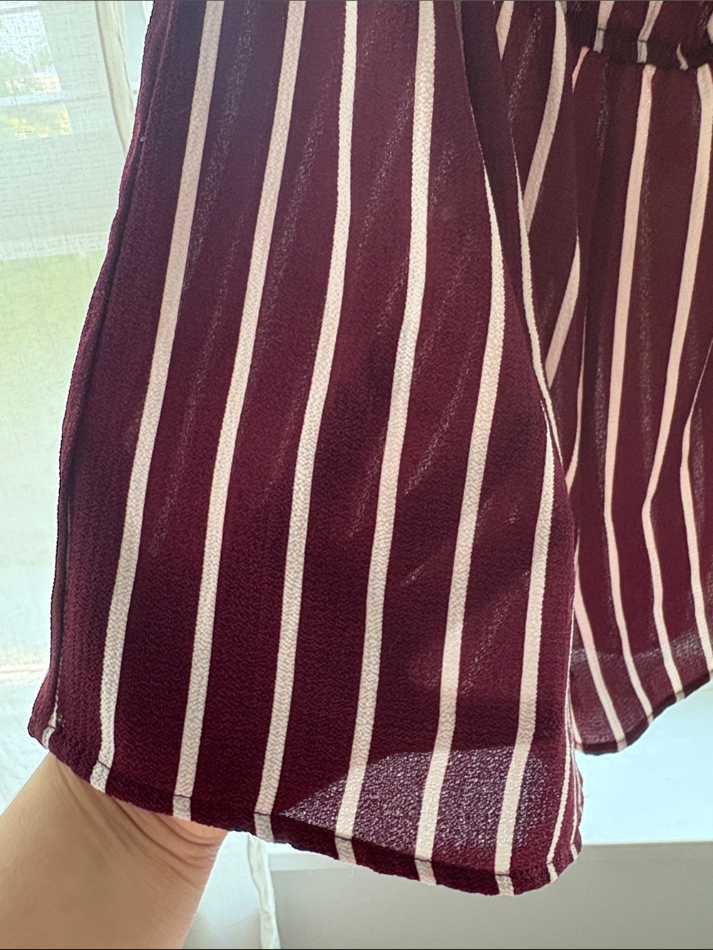 U2B Striped Off-Shoulder Romper in Burgundy and White - Picture 4 of 4